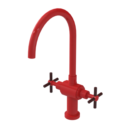 Rubinet Two Handle Single Hole Kitchen Set with LaSalle Spout Red