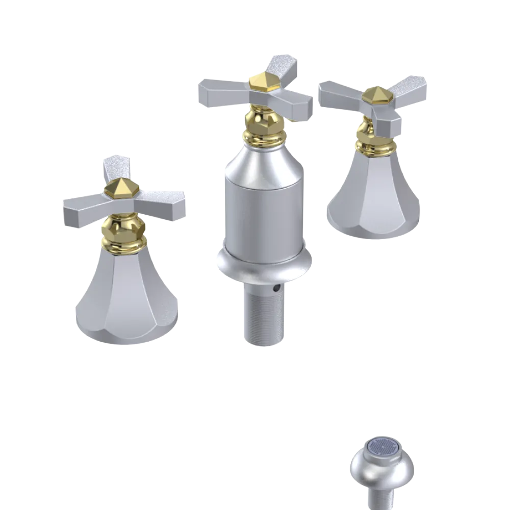 Rubinet Bidet Fitting with Spray, Diverter, and Vacum Breaker (Less Drain) Satin Chrome