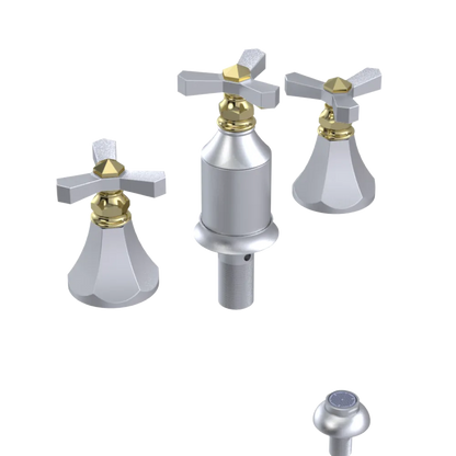 Rubinet Bidet Fitting with Spray, Diverter, and Vacum Breaker (Less Drain) Satin Chrome