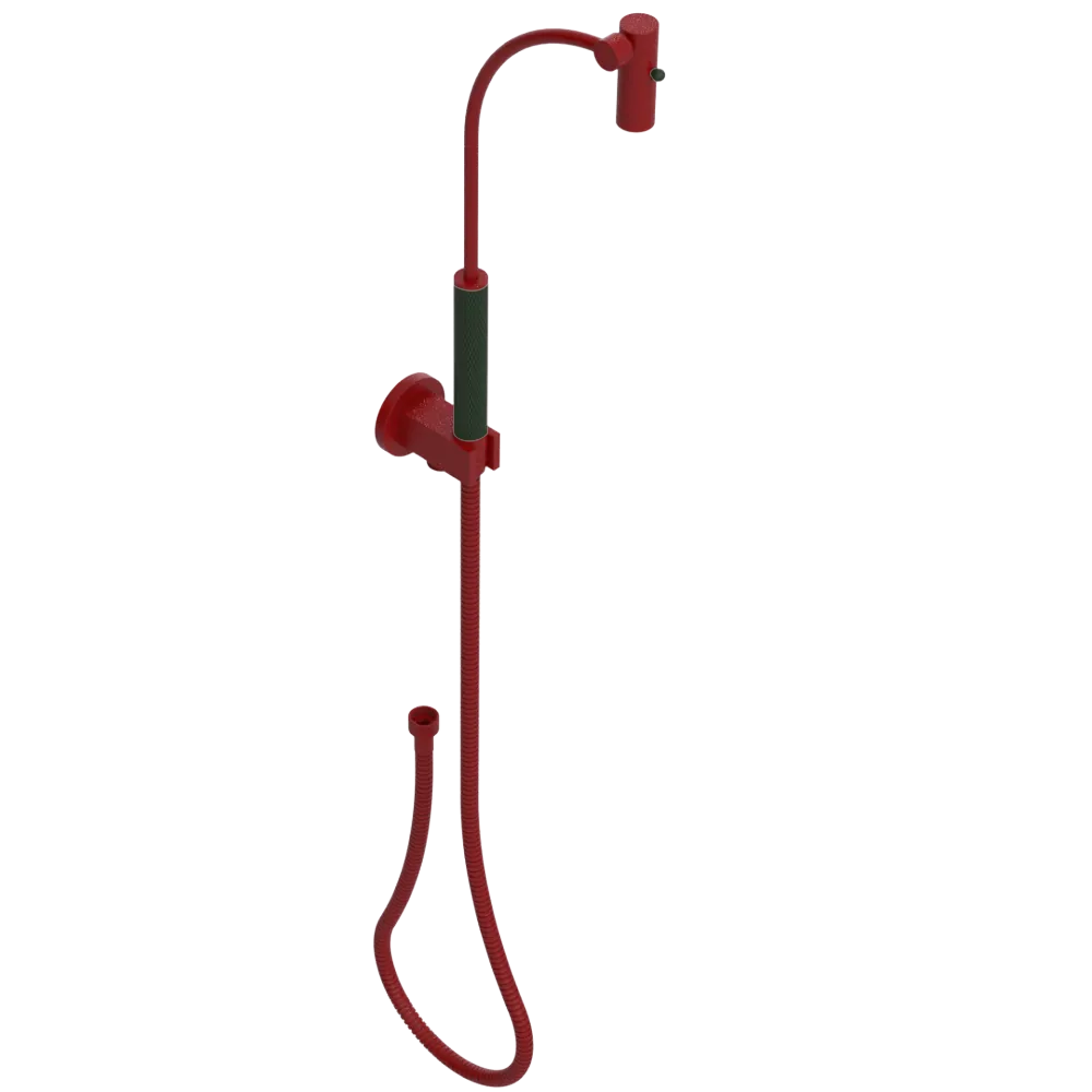 Rubinet Hand Held Shower Bidet with Extended Reach & Dual Function Spray Including Wall Bracket with Supply & Hose (Round) Maroon