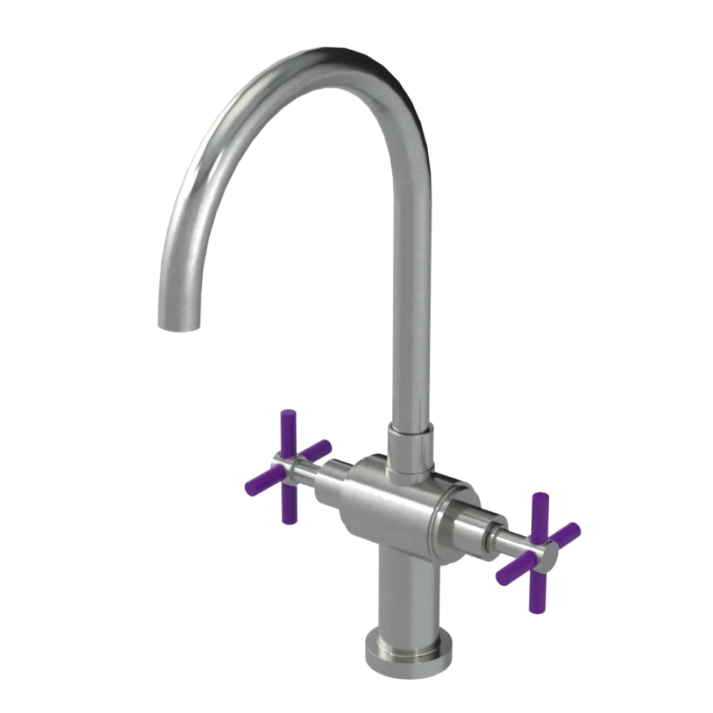 Rubinet Two Handle Single Hole Kitchen Set with LaSalle Spout Satin Nickel