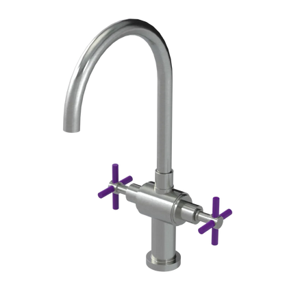 Rubinet Two Handle Single Hole Kitchen Set with LaSalle Spout Satin Nickel