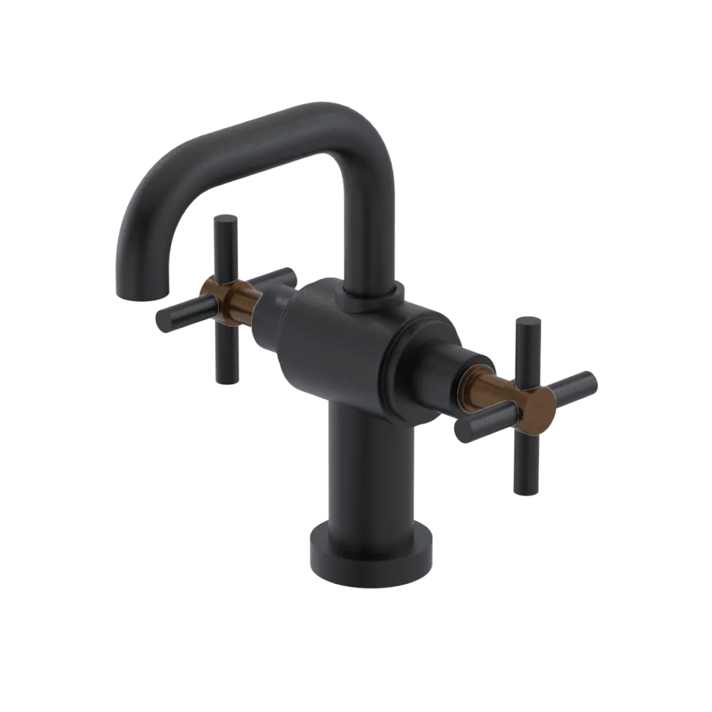 Rubinet Single Hole Dual Handle Lav. Set. (less drain) Matt Black