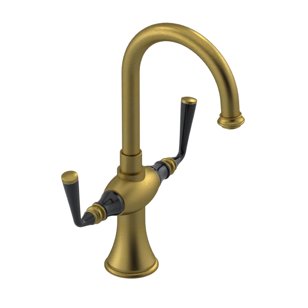 Rubinet Single Hole Dual Handle Lav. Set. (less drain) Antique Brass Matt