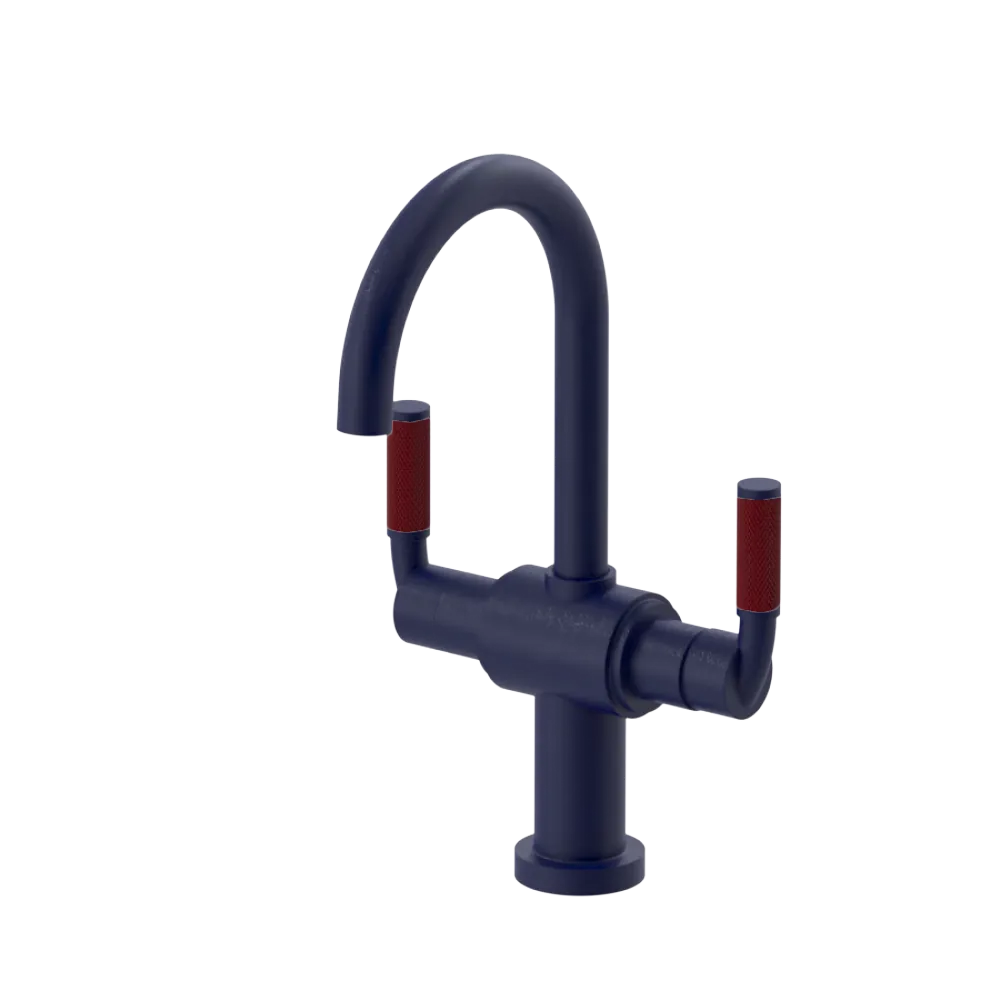 Rubinet Single Hole Dual Handle Lav. Set. (less drain) Midnight Blue