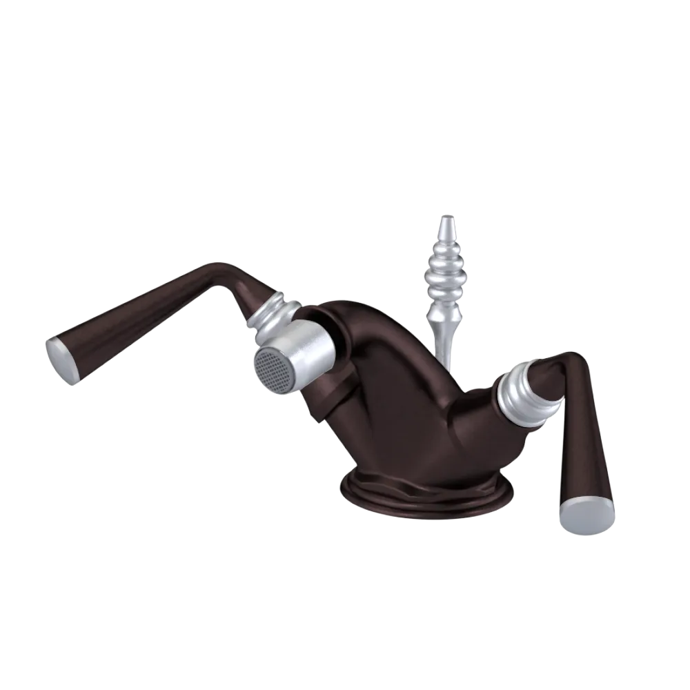 Rubinet Single Hole Dual Handle Bidet Fitting (Less Drain) Tuscan Brass