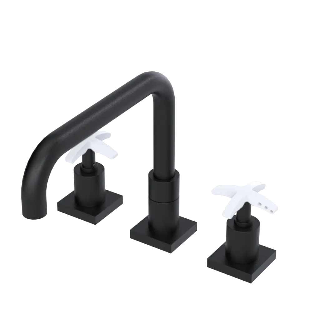 Rubinet Widespread Kitchen Set with Genesis Spout Matt Black