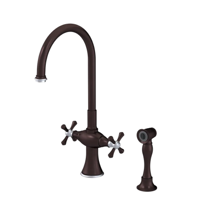 Rubinet Two Handle Single Hole Kitchen Set with Hand Spray Oil Rubbed Bronze