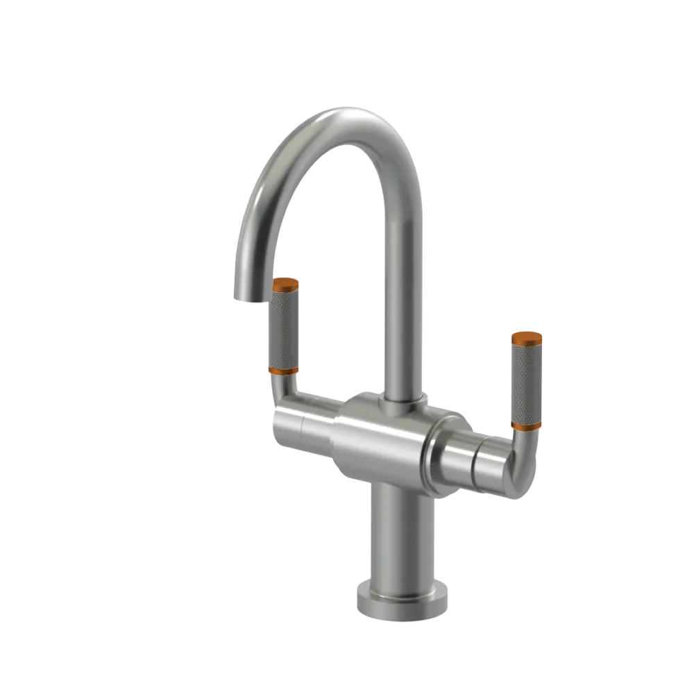 Rubinet Single Hole Dual Handle Lav. Set. (less drain) Satin Nickel