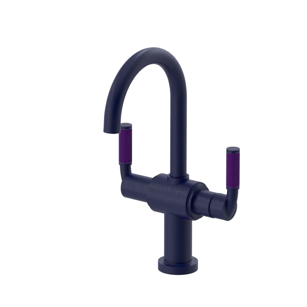 Rubinet Single Hole Dual Handle Lav. Set. (less drain) Midnight Blue