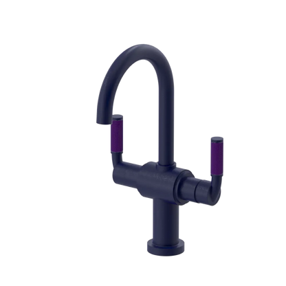Rubinet Single Hole Dual Handle Lav. Set. (less drain) Midnight Blue