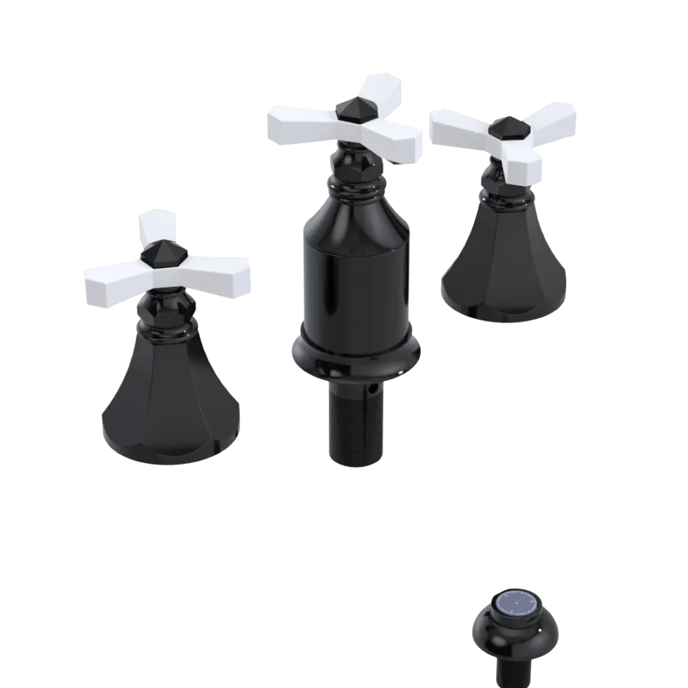 Rubinet Bidet Fitting with Spray, Diverter, and Vacum Breaker (Less Drain) Black