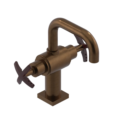 Rubinet Single Hole Dual Handle Lav. Set. with Genesis spout (less drain) Tuscan Brass