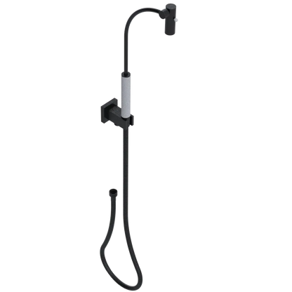 Rubinet Hand Held Shower Bidet with Extended Reach & Dual Function Spray Including Wall Bracket with Supply & Hose (Square) Matt Black