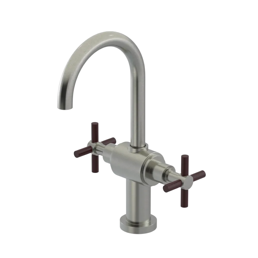 Rubinet Single Hole Dual Handle Lav. Set with LaSalle Spout (less drain) Satin Nickel