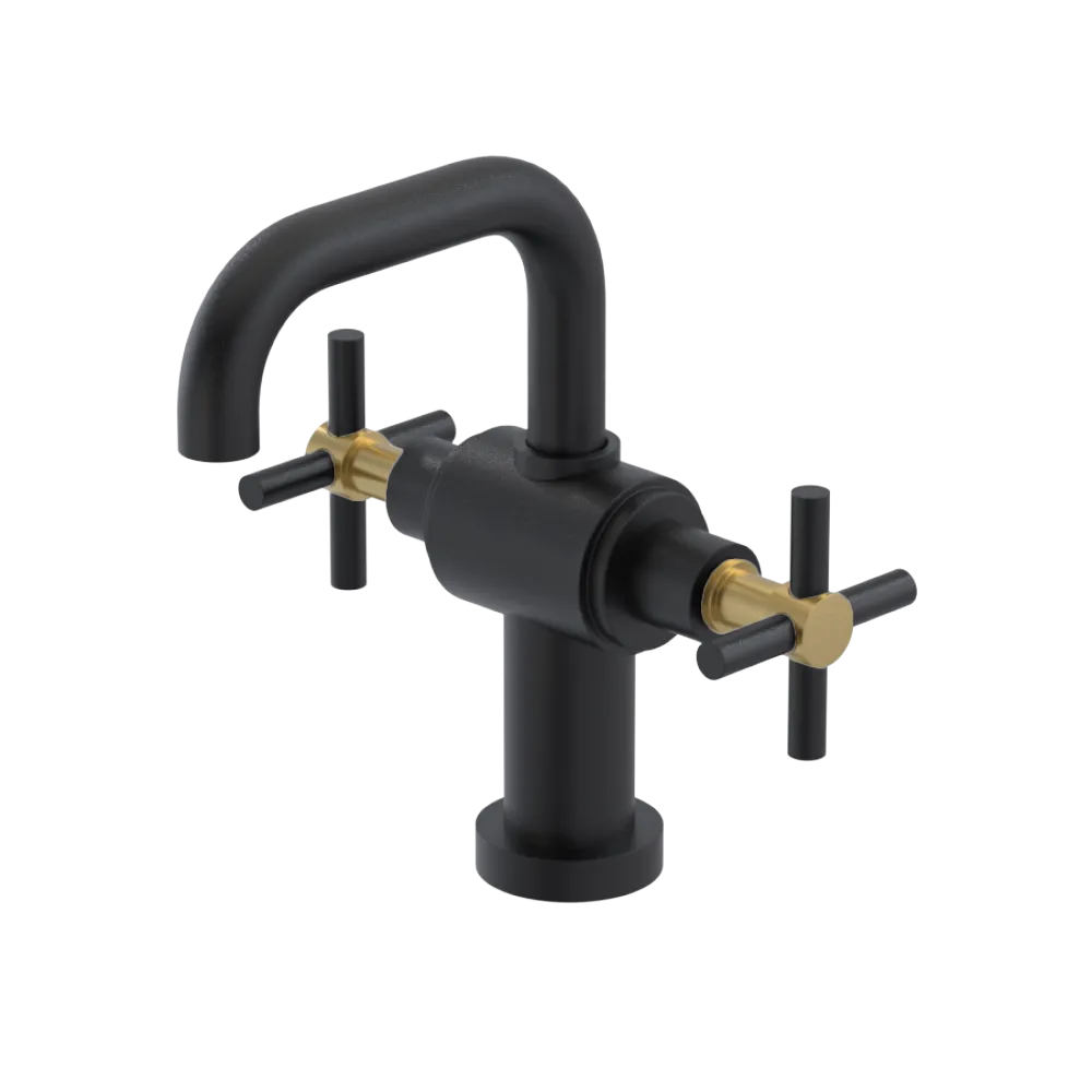 Rubinet Single Hole Dual Handle Lav. Set. (less drain) Matt Black