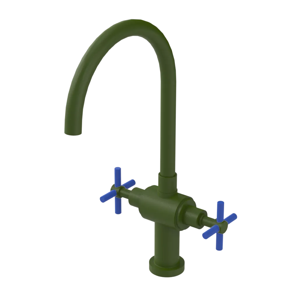 Rubinet Two Handle Single Hole Kitchen Set with LaSalle Spout Green Envy