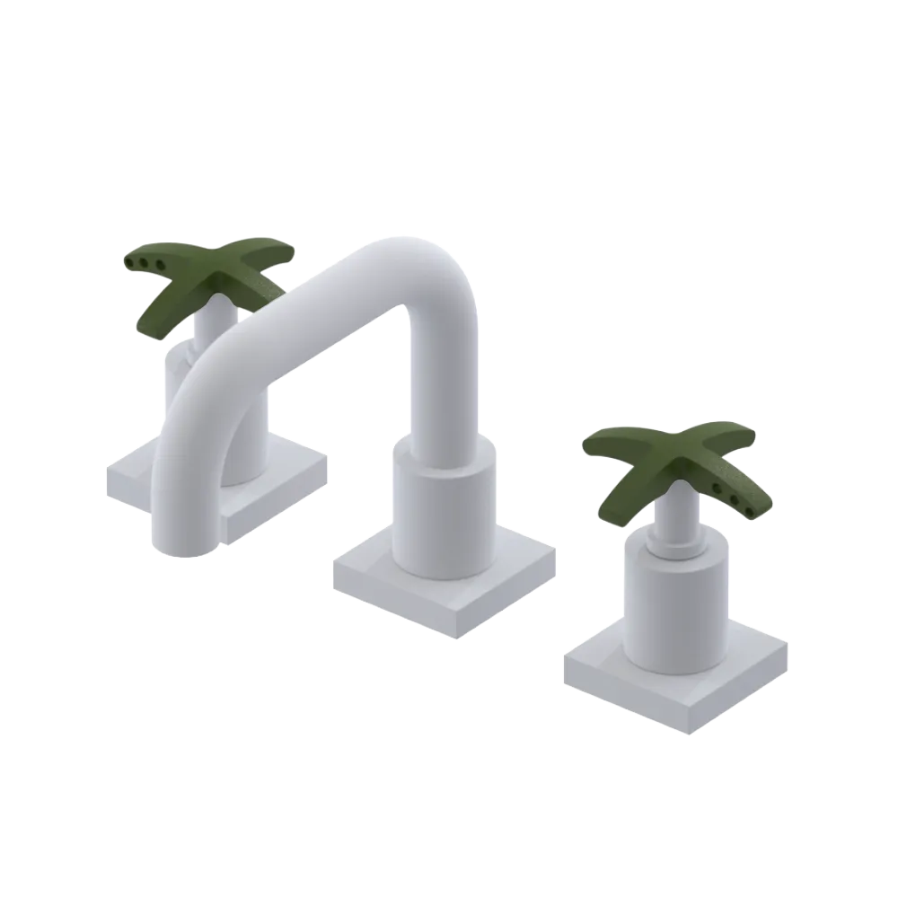 Rubinet Widespread Lav. Set. with Genesis spout (less drain) Matt White