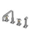 Rubinet Widespread Kitchen Set with Genesis Spout with Hand Spray Satin Nickel