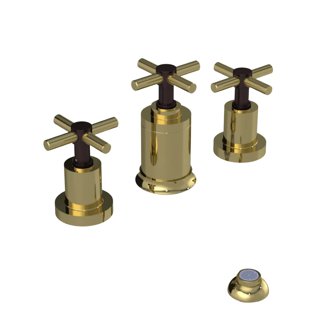Rubinet Bidet Fitting with Spray, Diverter, and Vacuum Breaker (less drain) Bright Brass