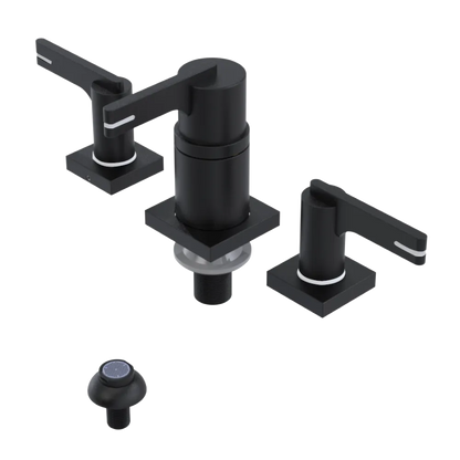 Rubinet Bidet Fitting with Spray, Diverter, and Vacum Breaker (Less Drain) Matt Black