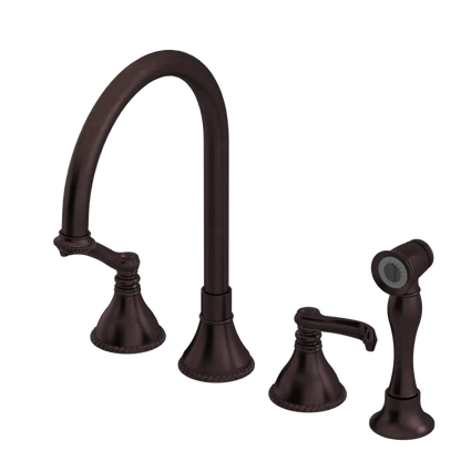 Rubinet Widespread Kitchen Set with Hand Spray Tuscan Brass