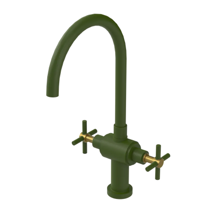 Rubinet Two Handle Single Hole Kitchen Set with LaSalle Spout Green Envy