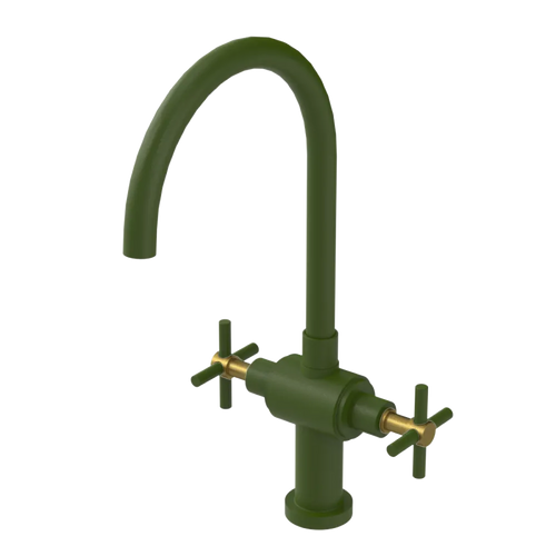 Rubinet Two Handle Single Hole Kitchen Set with LaSalle Spout Green Envy