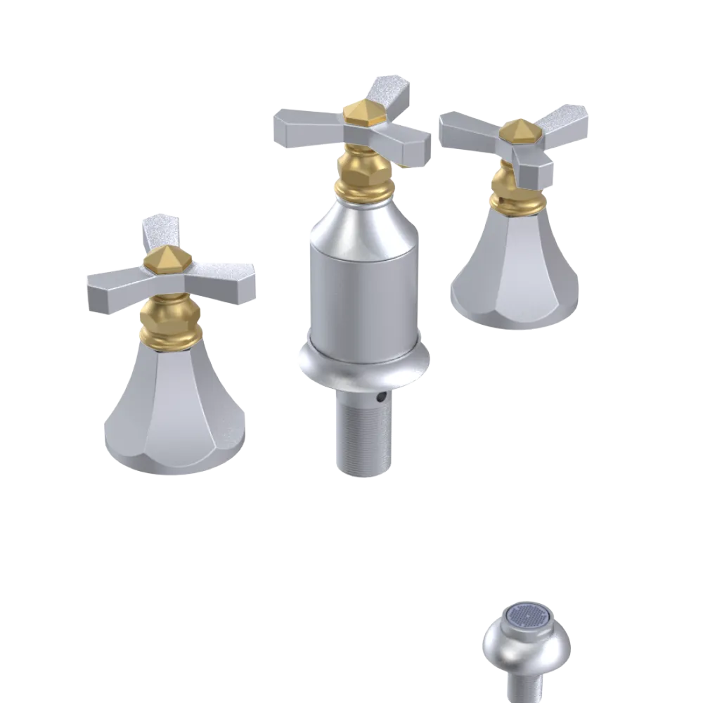 Rubinet Bidet Fitting with Spray, Diverter, and Vacum Breaker (Less Drain) Satin Chrome