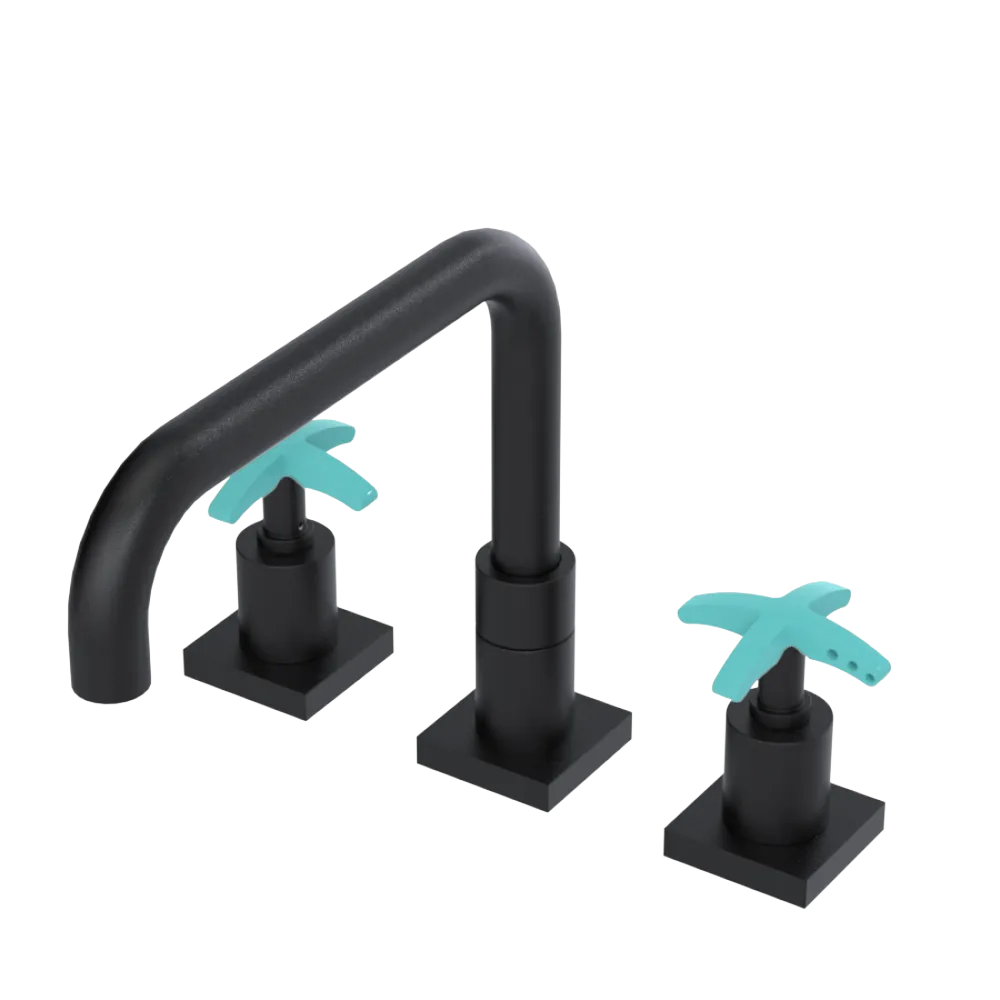 Rubinet Widespread Kitchen Set with Genesis Spout Matt Black