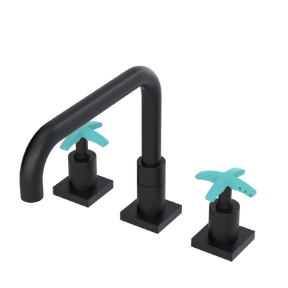 Rubinet Widespread Kitchen Set with Genesis Spout Matt Black