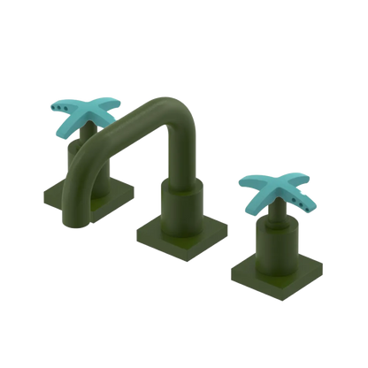 Rubinet Widespread Lav. Set. with Genesis spout (less drain) Green Envy