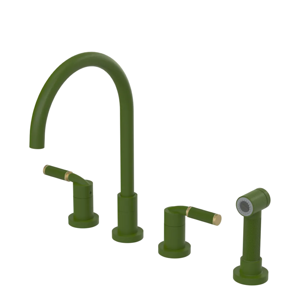 Rubinet Widespread Kitchen Set with Hand Spray Green Envy