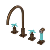 Rubinet Widespread Kitchen Set with Hand Spray Tuscan Brass