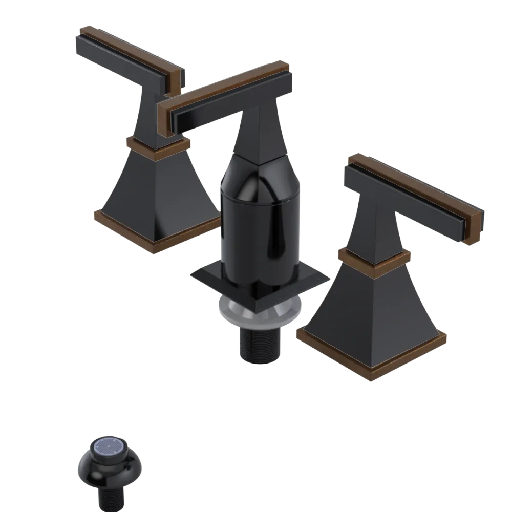 Rubinet Bidet Fitting with Spray, Diverter, and Vacum Breaker (Less Drain) Black