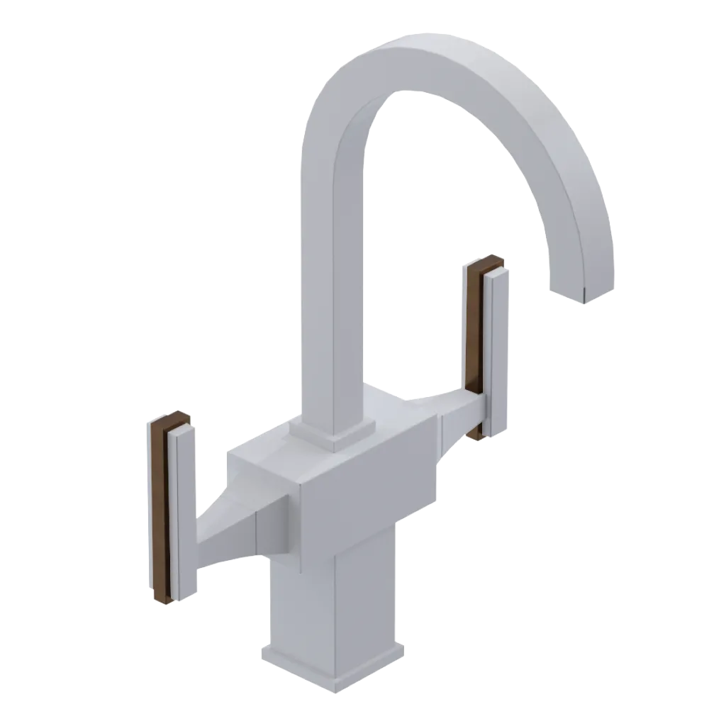 Rubinet Single Hole Dual Handle Lav. Set. (less drain) White