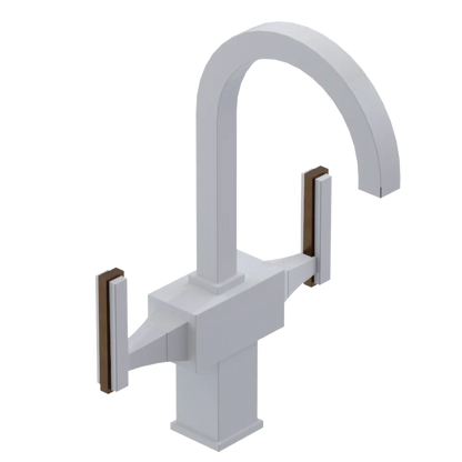 Rubinet Single Hole Dual Handle Lav. Set. (less drain) White