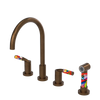 Rubinet Widespread Kitchen Set with Hand Spray Tuscan Brass