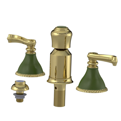Rubinet Bidet Fitting with Spray, Diverter, and Vacum Breaker (Less Drain) Natural Brass