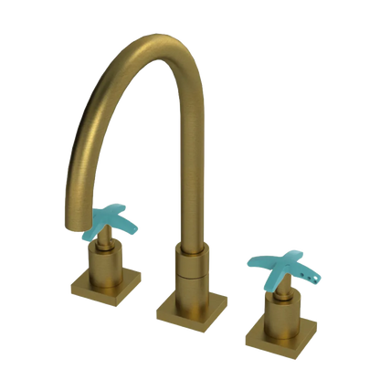 Rubinet Widespread Kitchen Set Antique Brass Matt