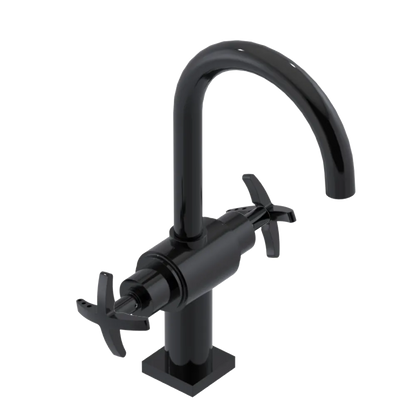 Rubinet Single Hole Dual Handle Lav. Set. (less drain) Black