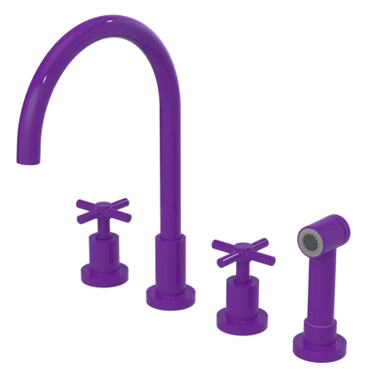 Rubinet Widespread Kitchen Set with LaSalle Spout with Hand Spray Purple Haze