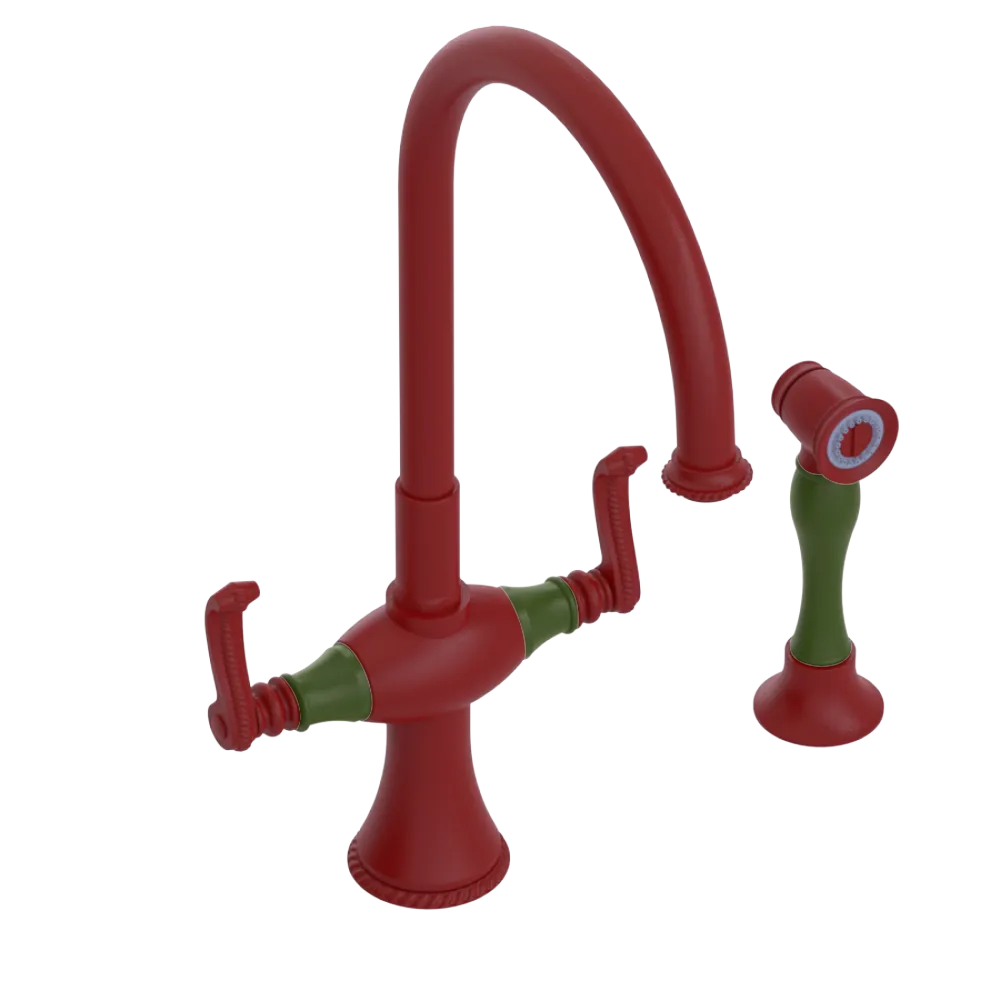 Rubinet Two Handle Single Hole Kitchen Set with Hand Spray Maroon