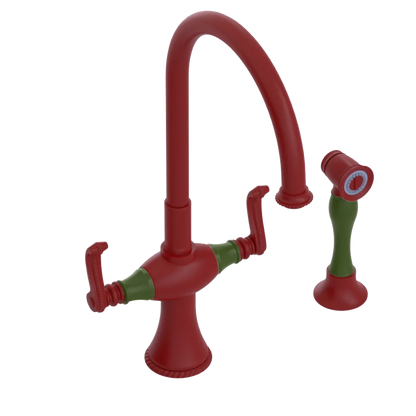 Rubinet Two Handle Single Hole Kitchen Set with Hand Spray Maroon