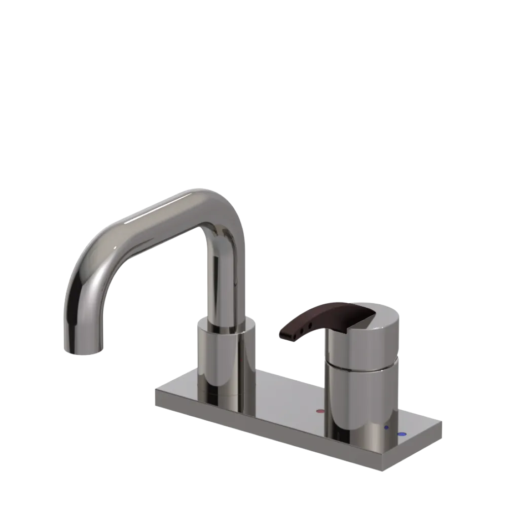 Rubinet 4" Centre Single Control Lav. Set. with Genesis spout (less drain) Polished Nickel