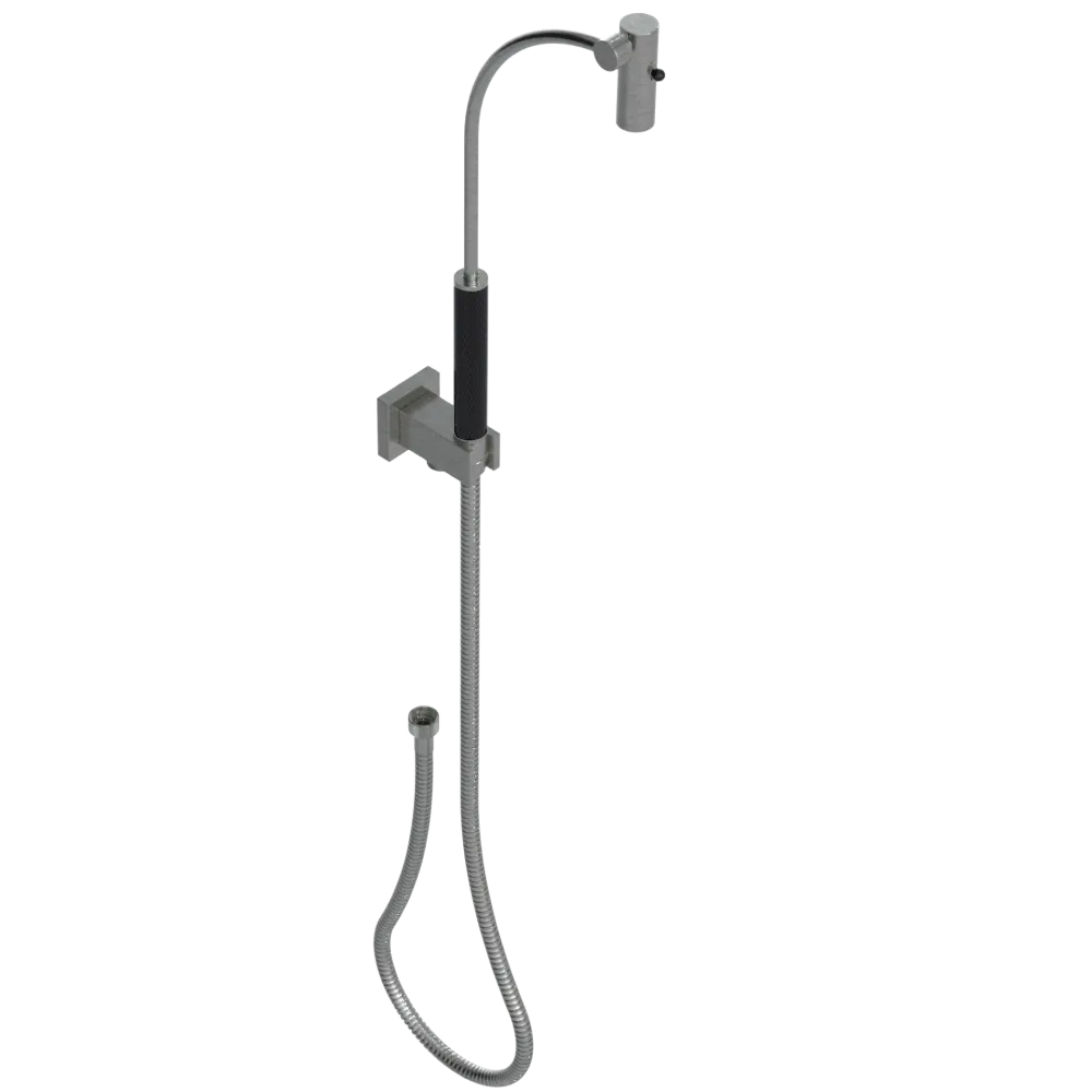 Rubinet Hand Held Shower Bidet with Extended Reach & Dual Function Spray Including Wall Bracket with Supply & Hose (Square) Satin Nickel