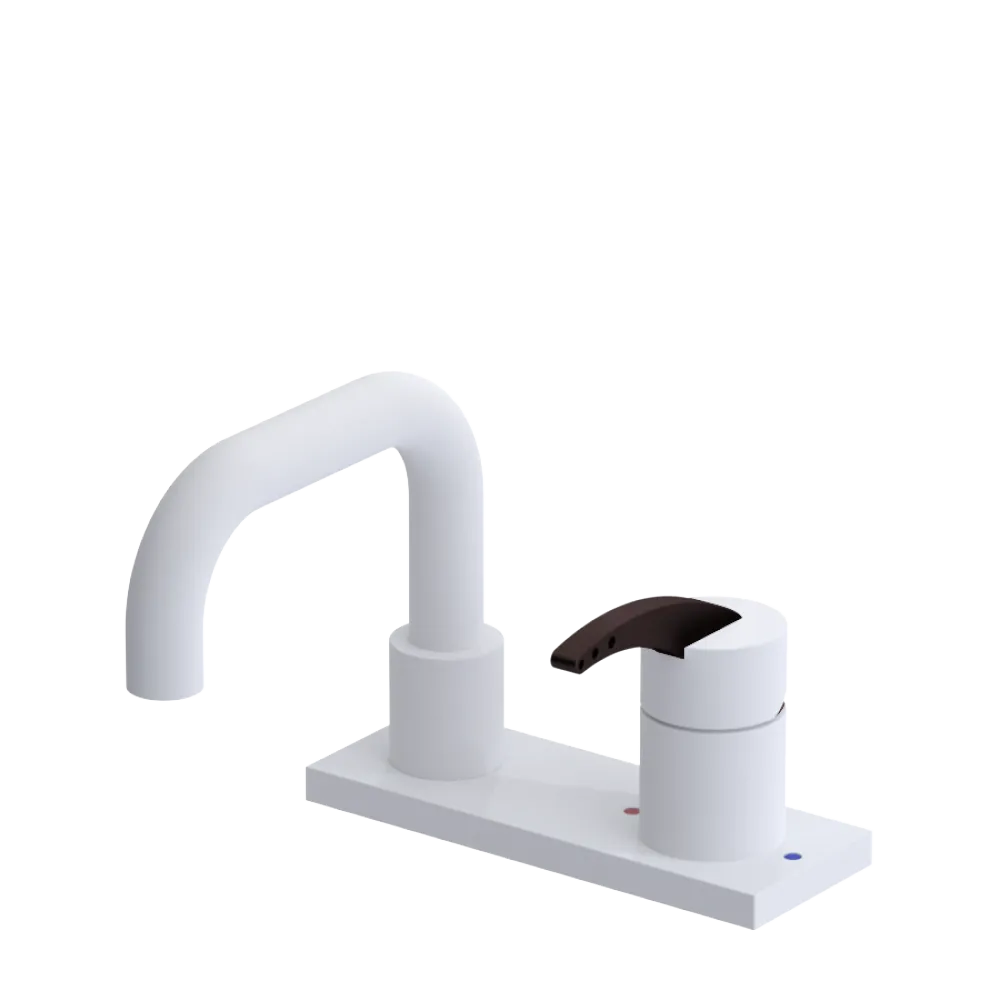 Rubinet 4" Centre Single Control Lav. Set. with Genesis spout (less drain) Matt White