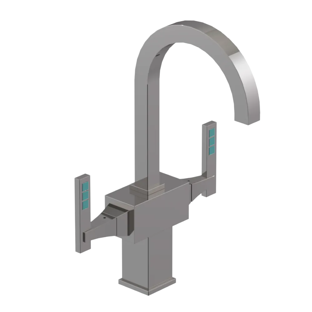 Rubinet Single Hole Dual Handle Lav. Set. (less drain) Polished Nickel