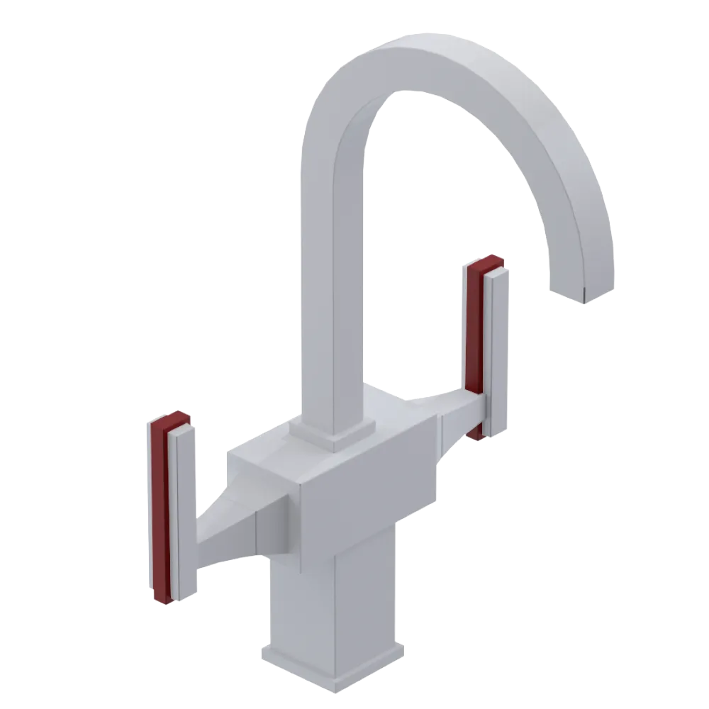 Rubinet Single Hole Dual Handle Lav. Set. (less drain) White
