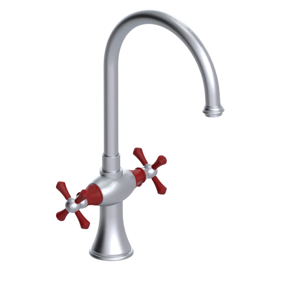 Rubinet Two Handle Single Hole Kitchen Set Satin Chrome